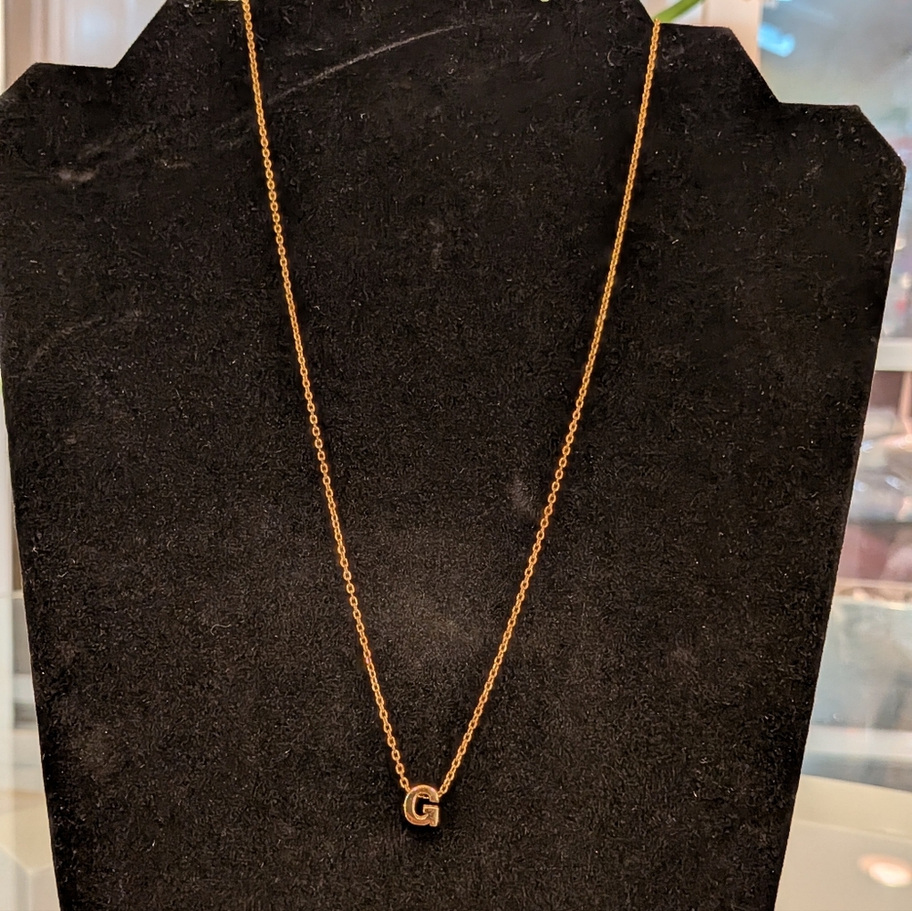 Gold Vermeil Initial G Pendant Necklace 925